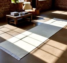 Handmade White Cotton Minimalist Dhurrie For Living Room